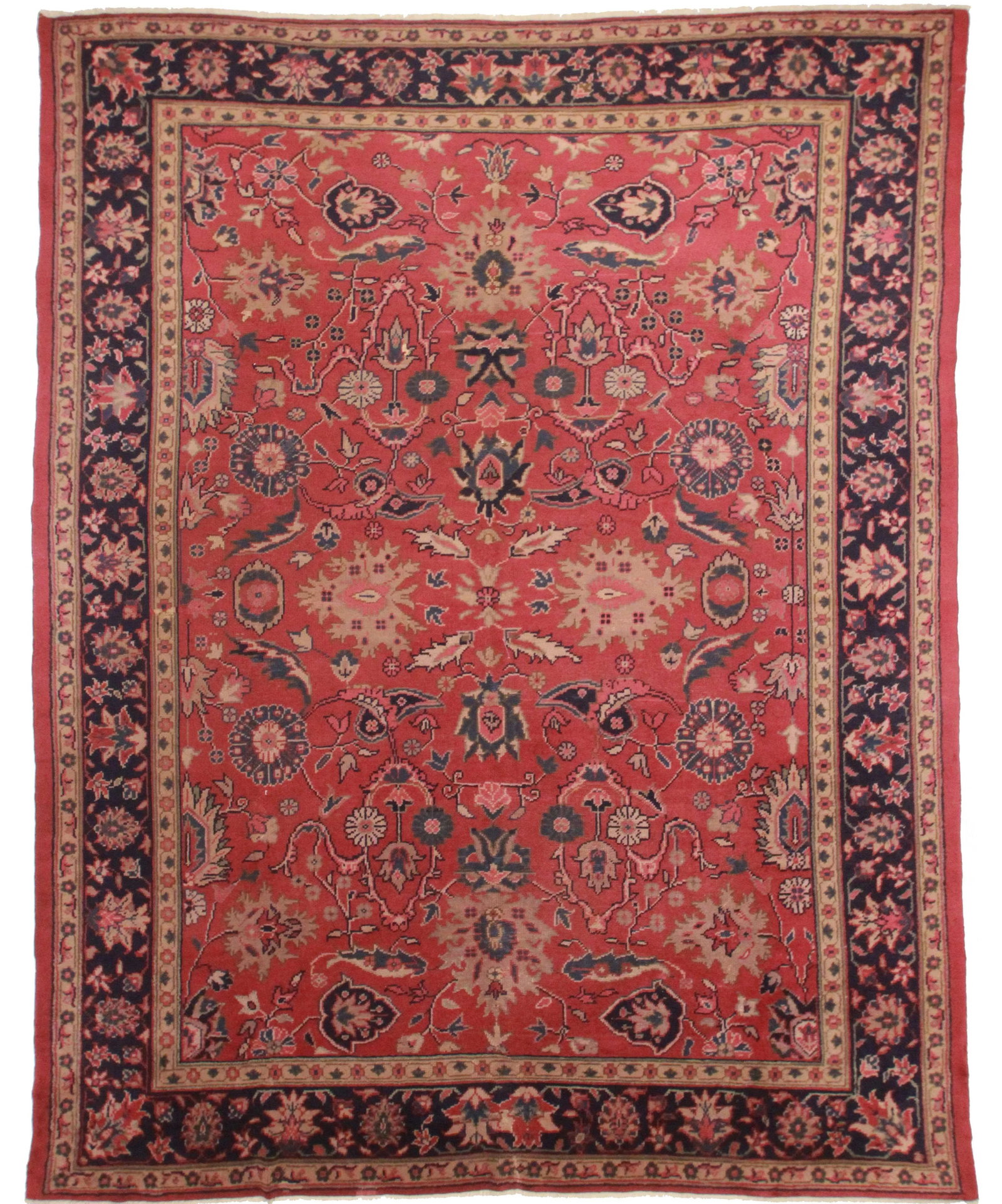 RugsinDallas Turkish Sparta Rug - 10'3" X 13'9": Here is an antique Turkish Sparta rug. Made of hand-knotted wool. Features a red background and a floral design. Condition: Alterations: Original Condition Unaltered Imperfections: Some Imperfections