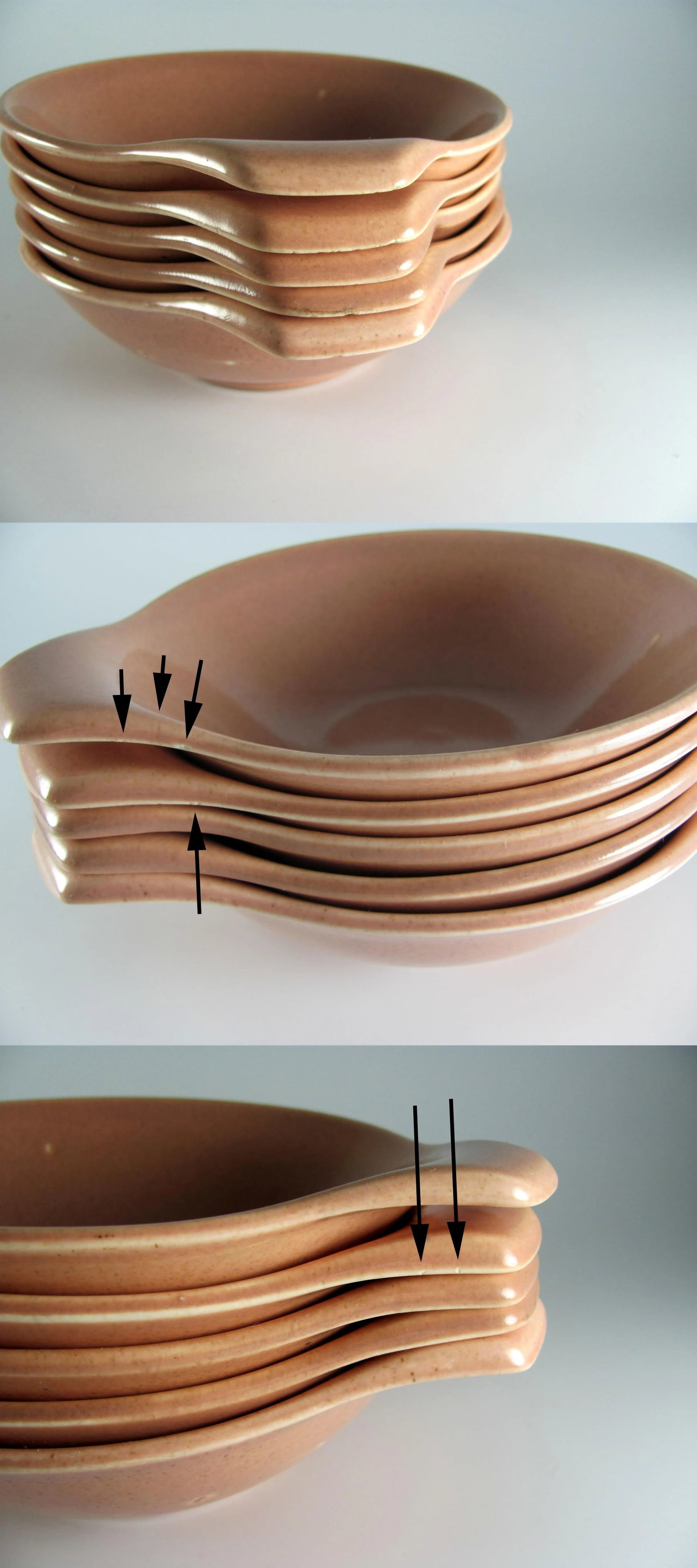 1950s Russel Wright Steubenville American Modern Coral Pink Peach Service for 8 Dinnerware - 56pc Se - 10