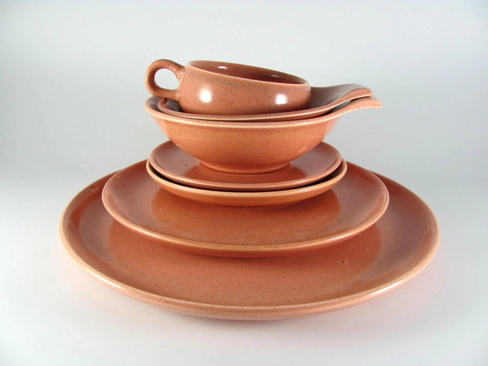 1950s Russel Wright Steubenville American Modern Coral Pink Peach Service for 8 Dinnerware - 56pc Se - 3