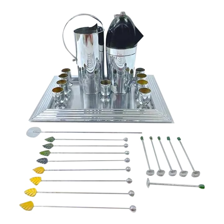 Art Deco Chrome & Bakelite Bar Set (1 of 13)