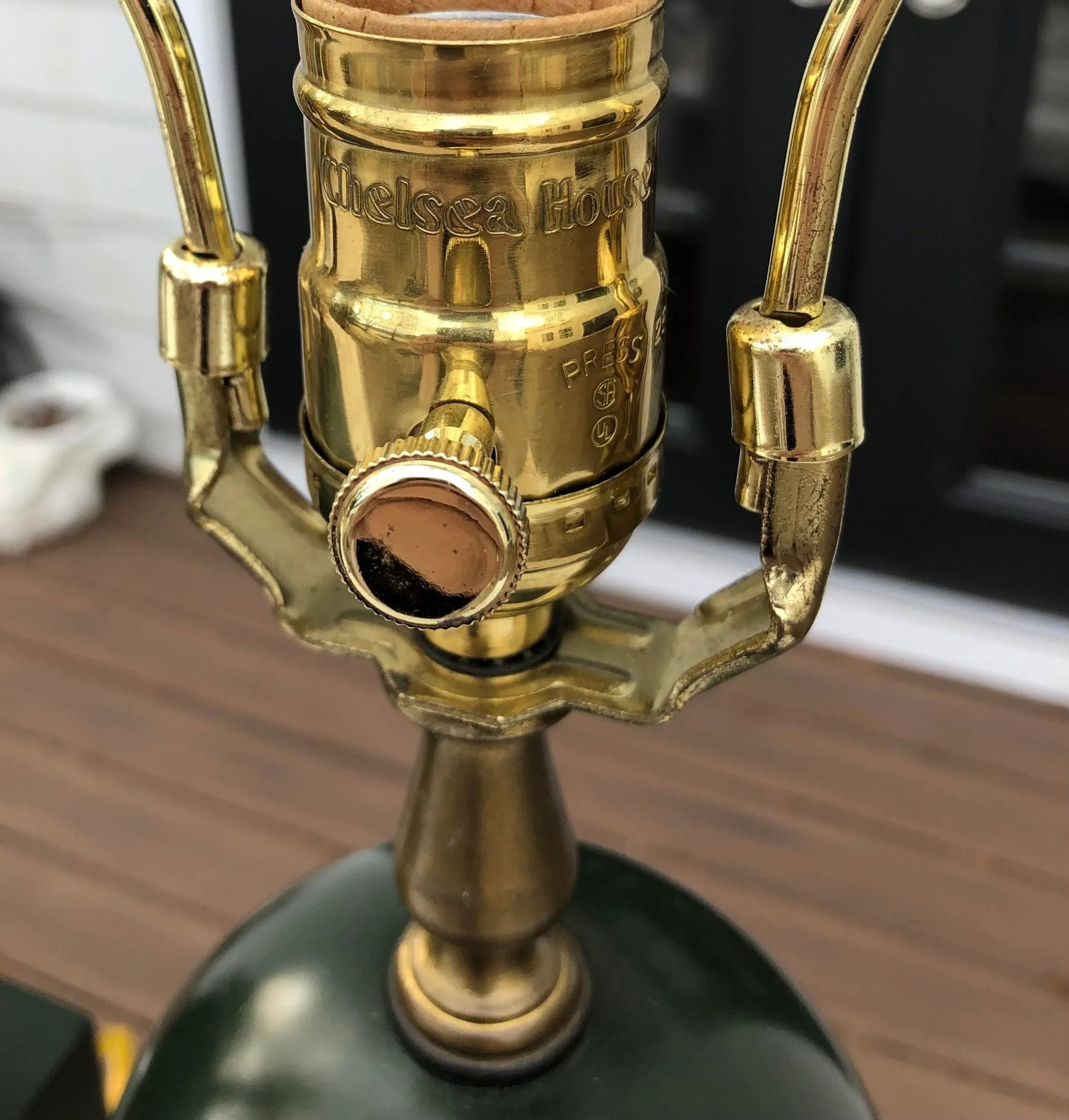 Chelsea House Early 21st Century Art Deco Brass and Wood Lamps - Set of 2 - 10