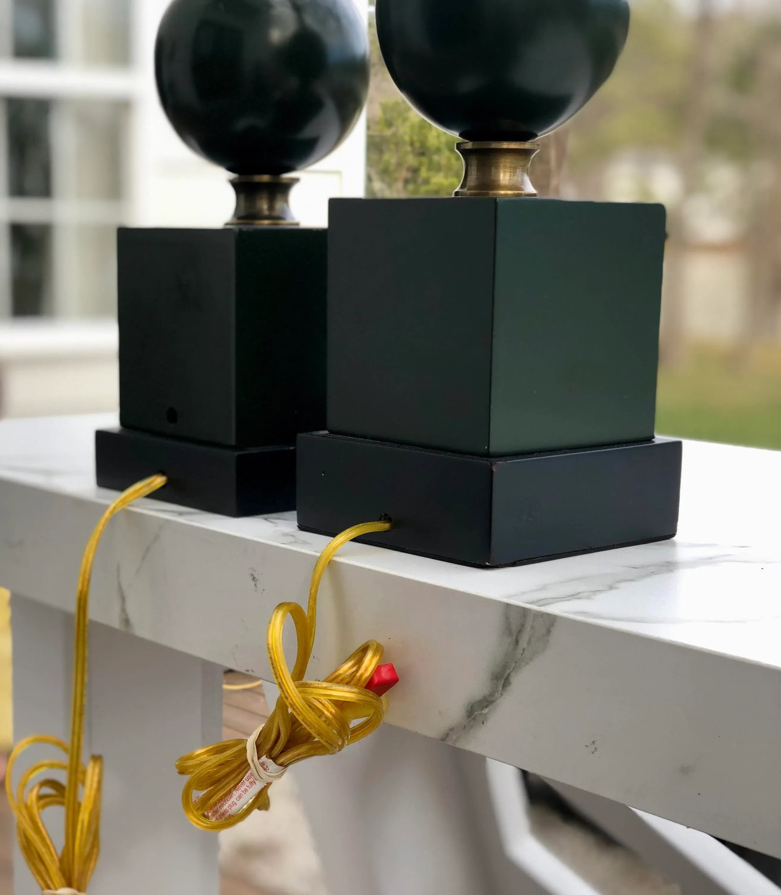 Chelsea House Early 21st Century Art Deco Brass and Wood Lamps - Set of 2 - 8