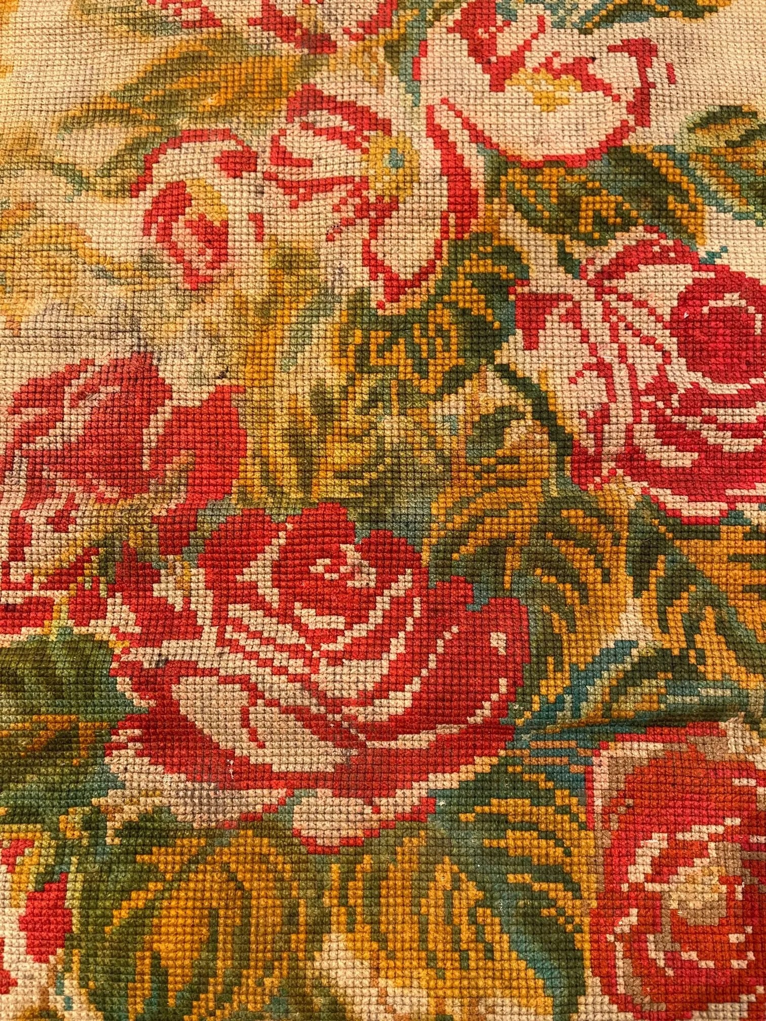 1920s Antique Needlepoint Runner - 2
