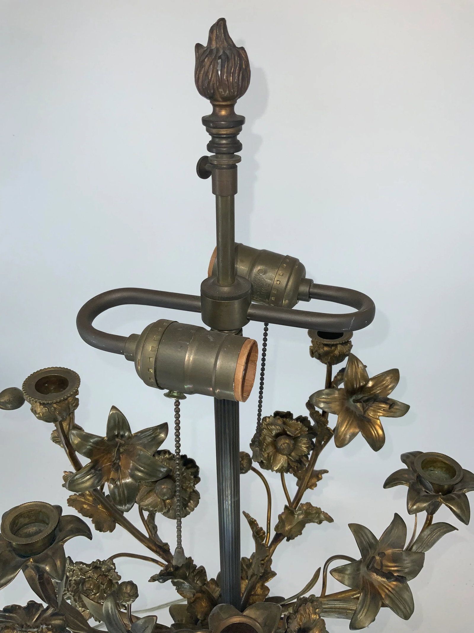 Antique French Gilt Bronze Candelabra Lamp - 10