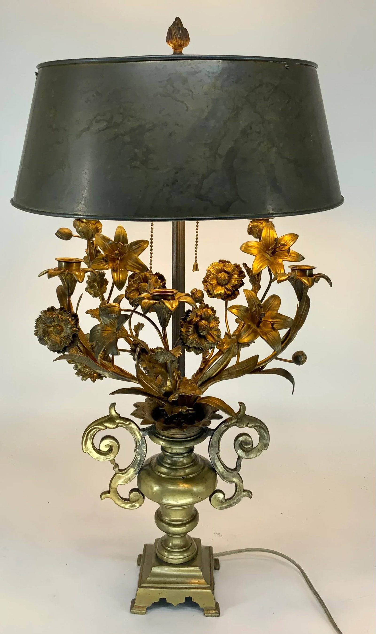 Antique French Gilt Bronze Candelabra Lamp - 12
