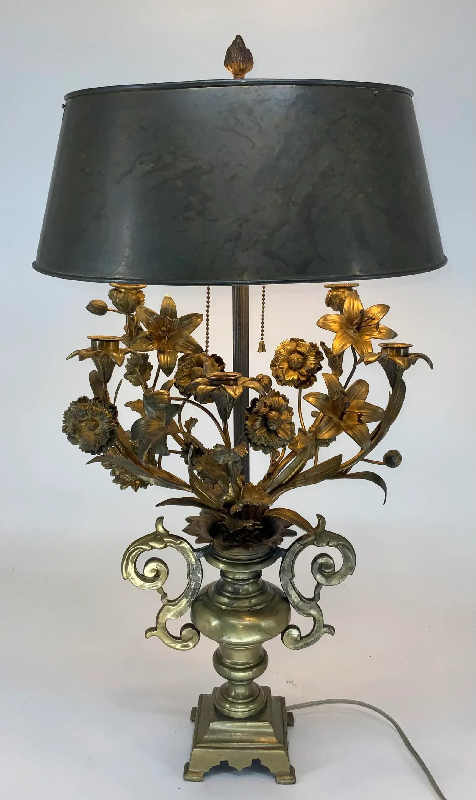 Antique French Gilt Bronze Candelabra Lamp - 2