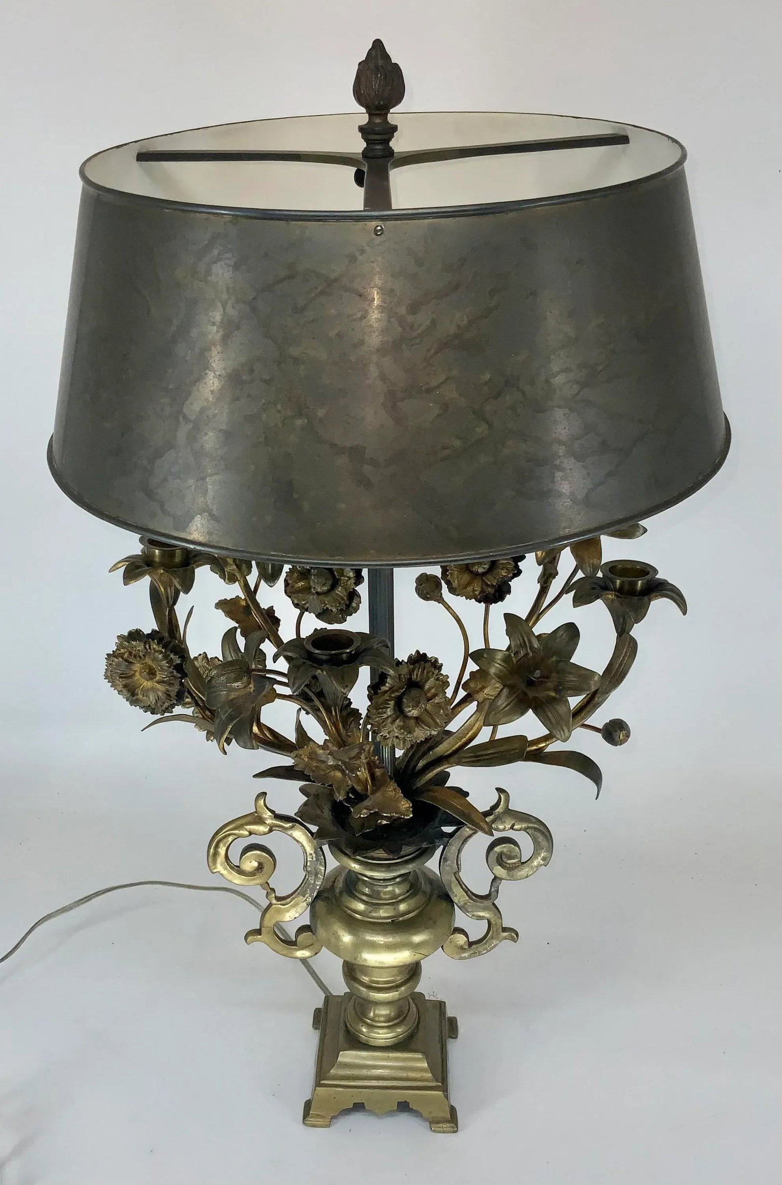 Antique French Gilt Bronze Candelabra Lamp - 3