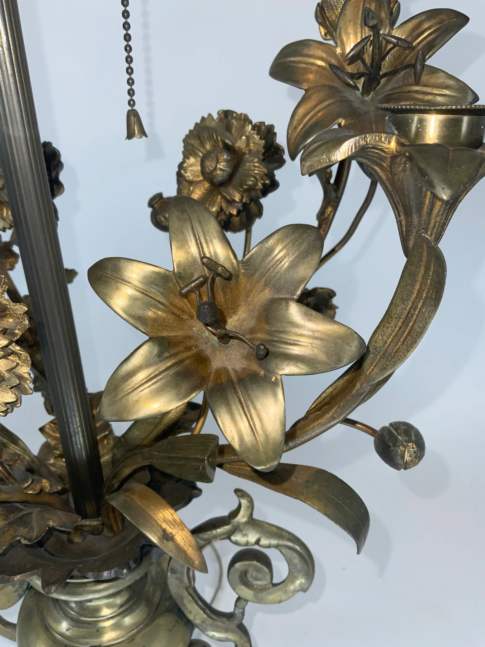 Antique French Gilt Bronze Candelabra Lamp - 7