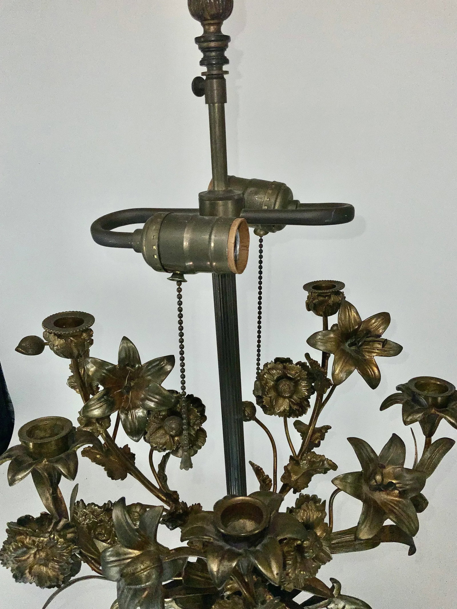 Antique French Gilt Bronze Candelabra Lamp - 8