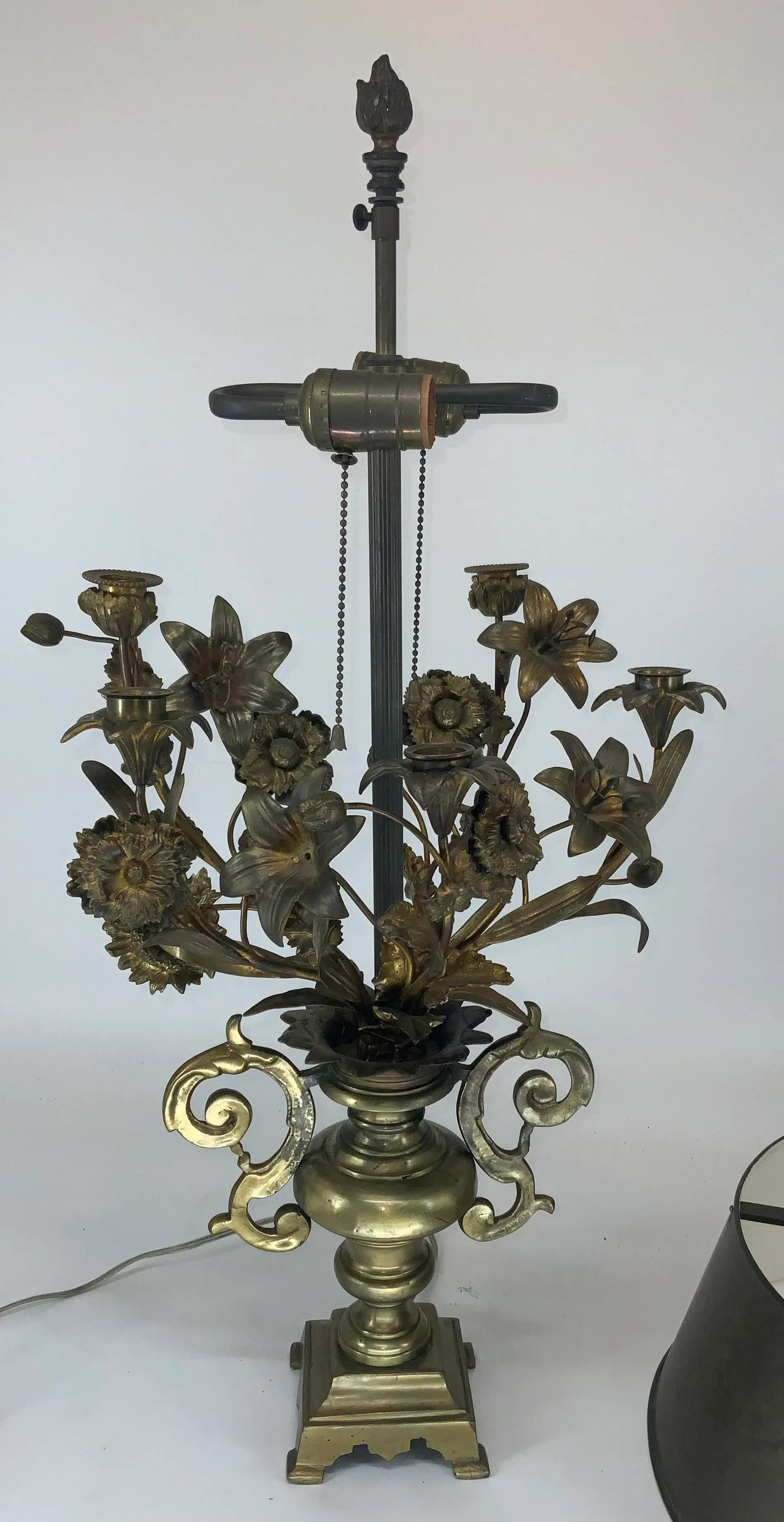 Antique French Gilt Bronze Candelabra Lamp - 9