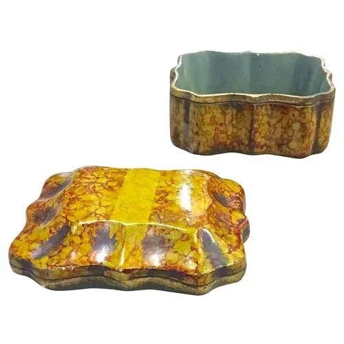 Vintage Italian Borghese Marbelized Ceramic Box - 5