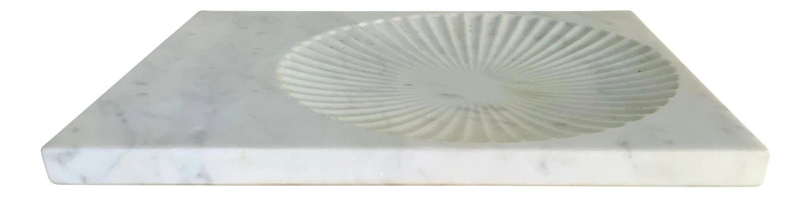Global Views Modern Carved Carrara Marble Serving Platter (1 of 4)