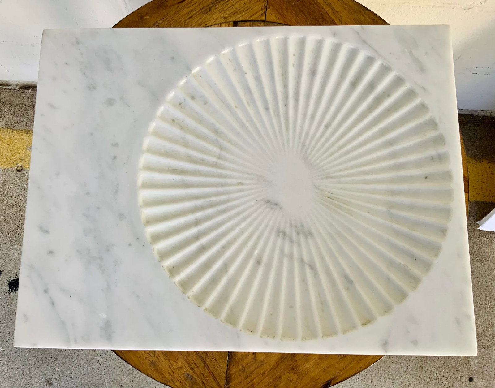 Global Views Modern Carved Carrara Marble Serving Platter - 2