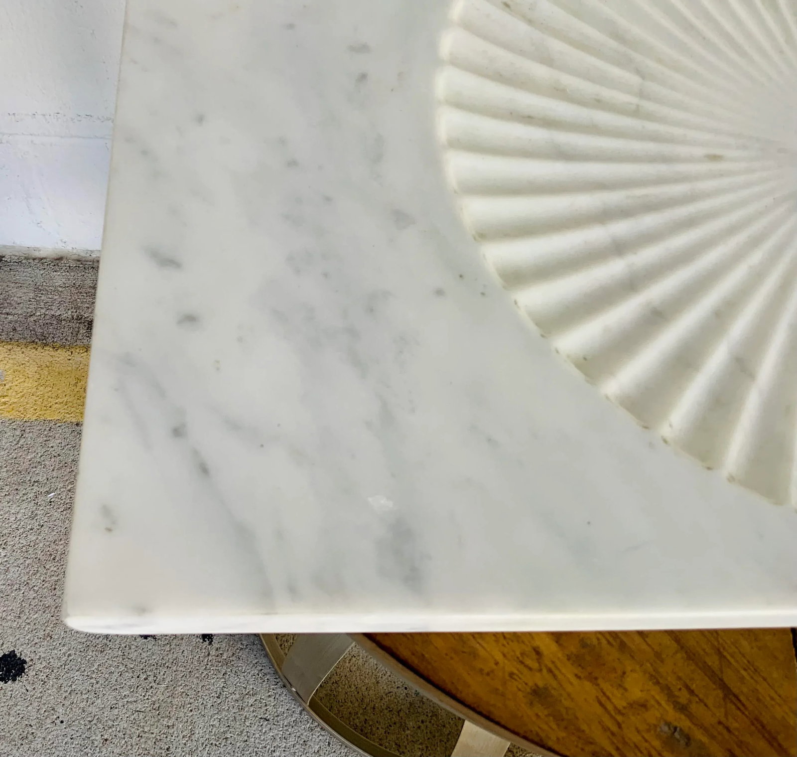 Global Views Modern Carved Carrara Marble Serving Platter - 3