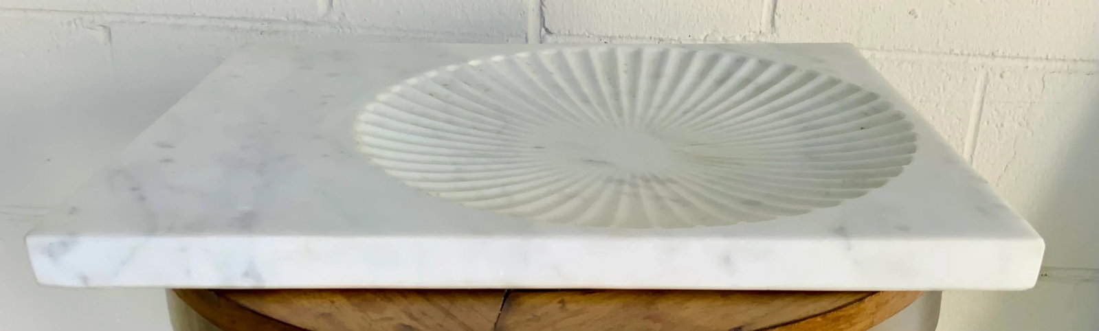 Global Views Modern Carved Carrara Marble Serving Platter - 4