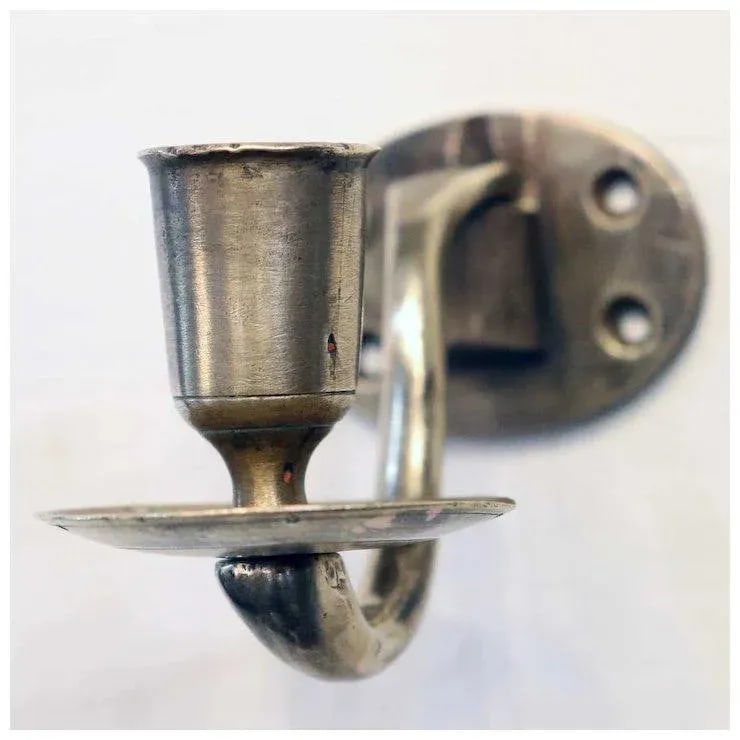 English Georgian Brass Single Arm Candle Sconce - 2