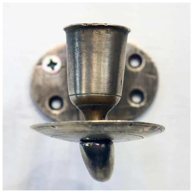 English Georgian Brass Single Arm Candle Sconce - 3