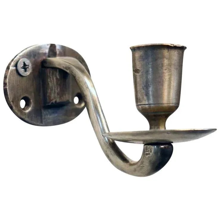 English Georgian Brass Single Arm Candle Sconce - 5