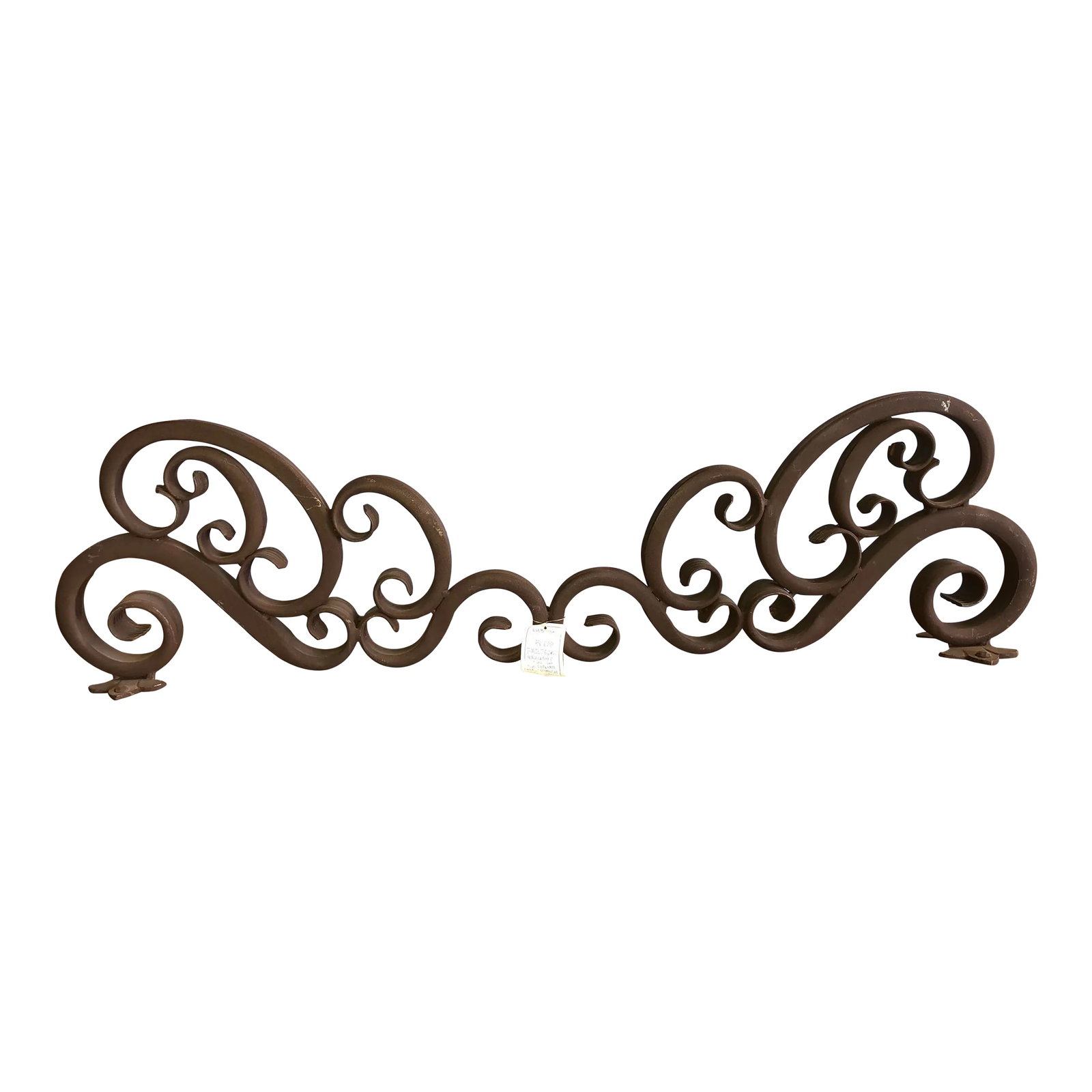 Early 20th Century Wrought Iron Fireplace Front: A beautifully aged antique wrought iron scrolled fireplace front. It was powder coated with an antique rust finish not too long ago. Great enhancement to any style of fireplace. Condition: