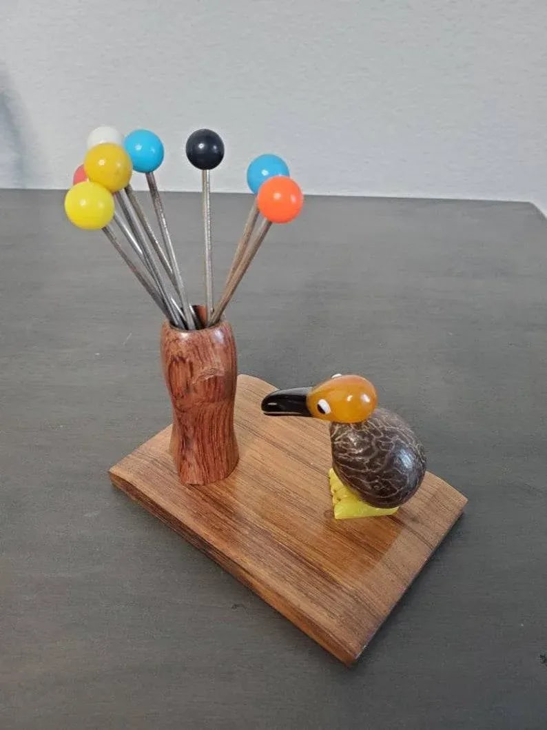 French Art Deco Bird Mounted Cocktail Stick Holder - 2