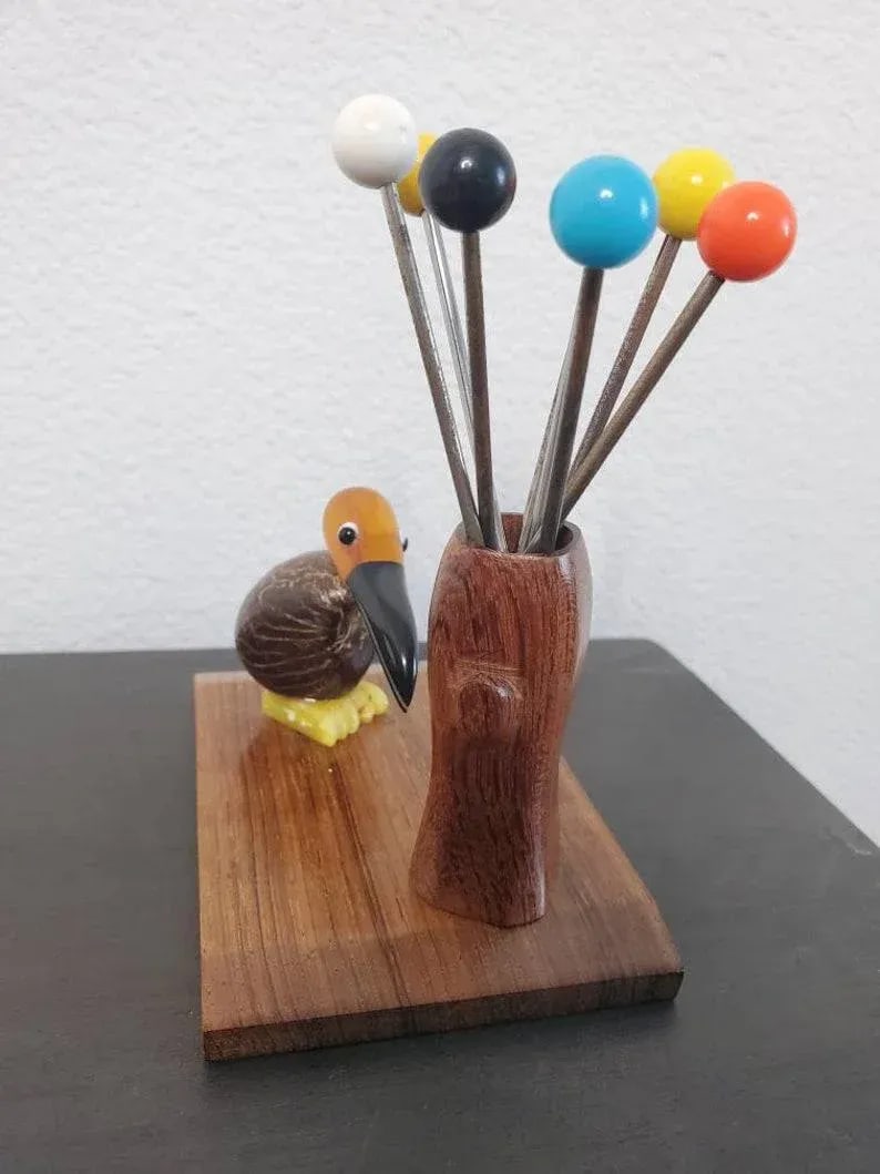 French Art Deco Bird Mounted Cocktail Stick Holder - 3