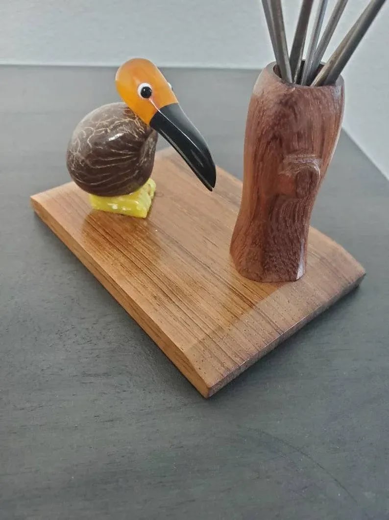 French Art Deco Bird Mounted Cocktail Stick Holder - 4