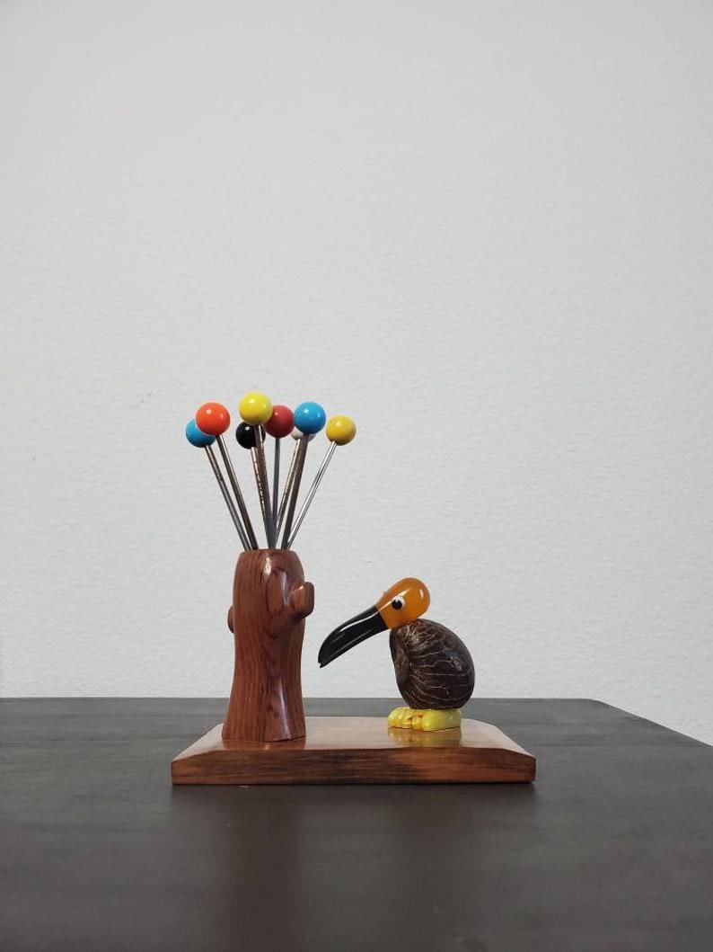 French Art Deco Bird Mounted Cocktail Stick Holder - 6