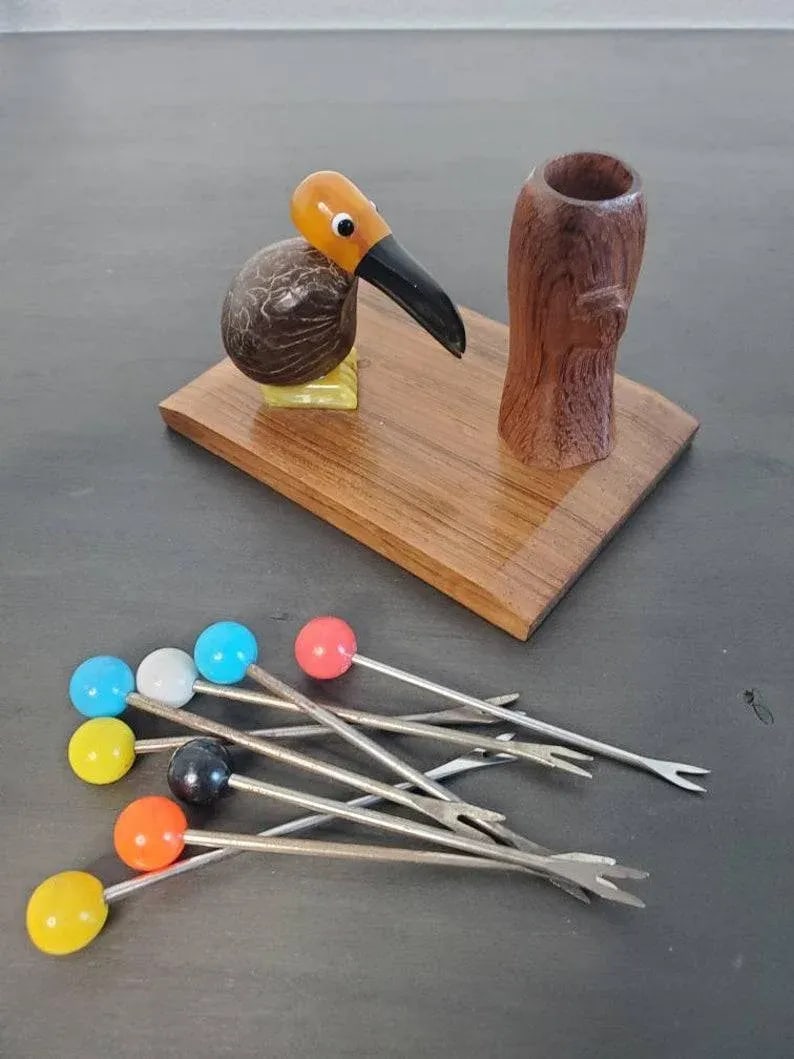 French Art Deco Bird Mounted Cocktail Stick Holder - 7