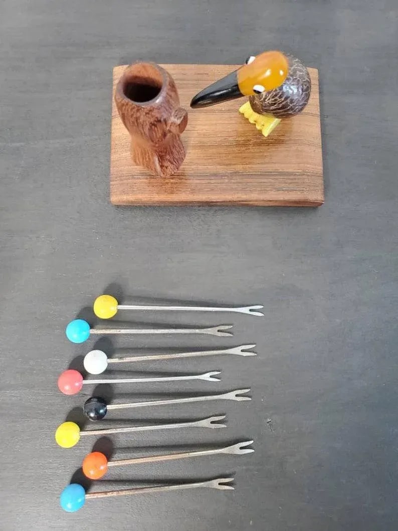 French Art Deco Bird Mounted Cocktail Stick Holder - 8
