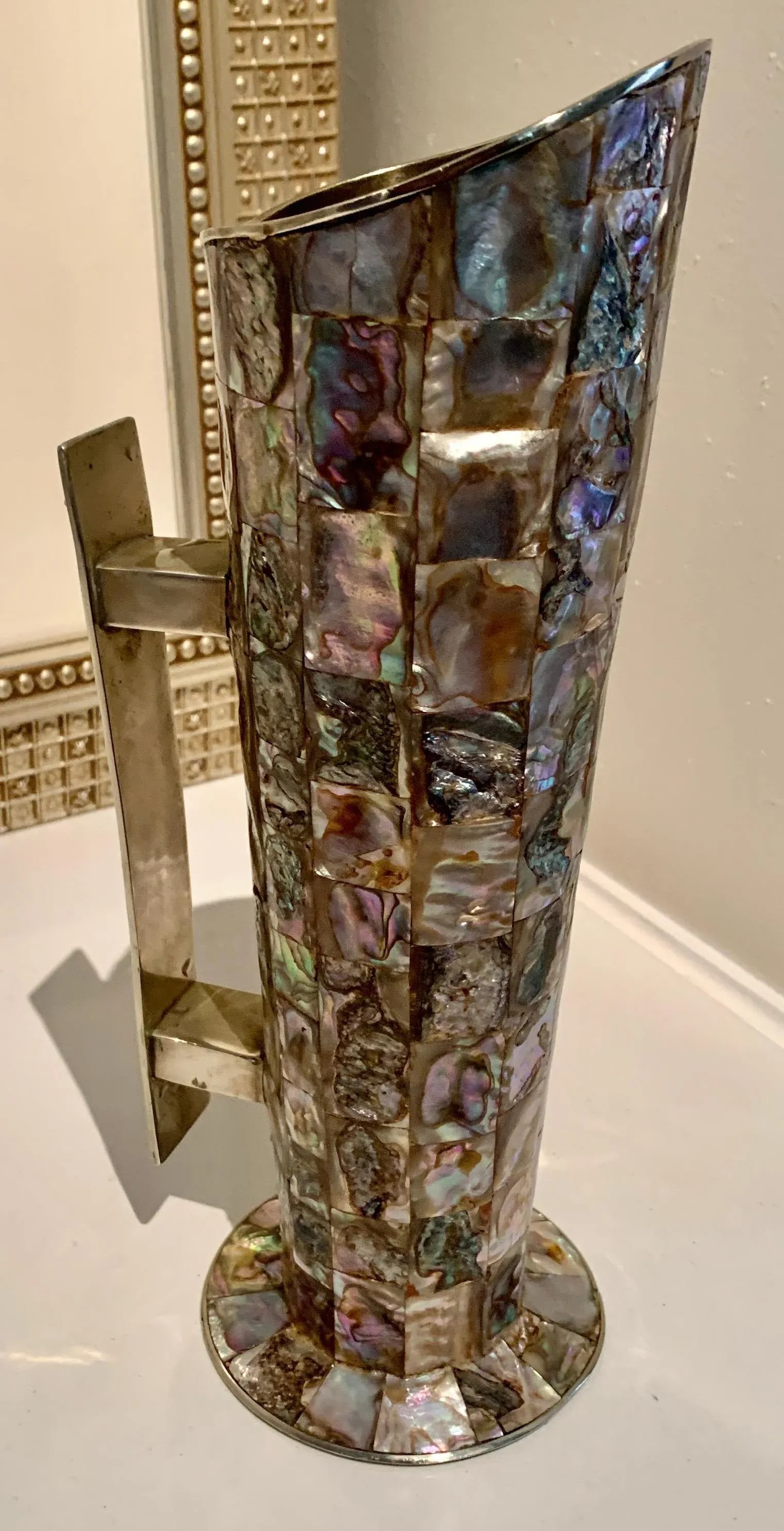 Mid 20th Century Mexican Los Castillo Style Abalone & Brass Cocktail Pitcher - 3