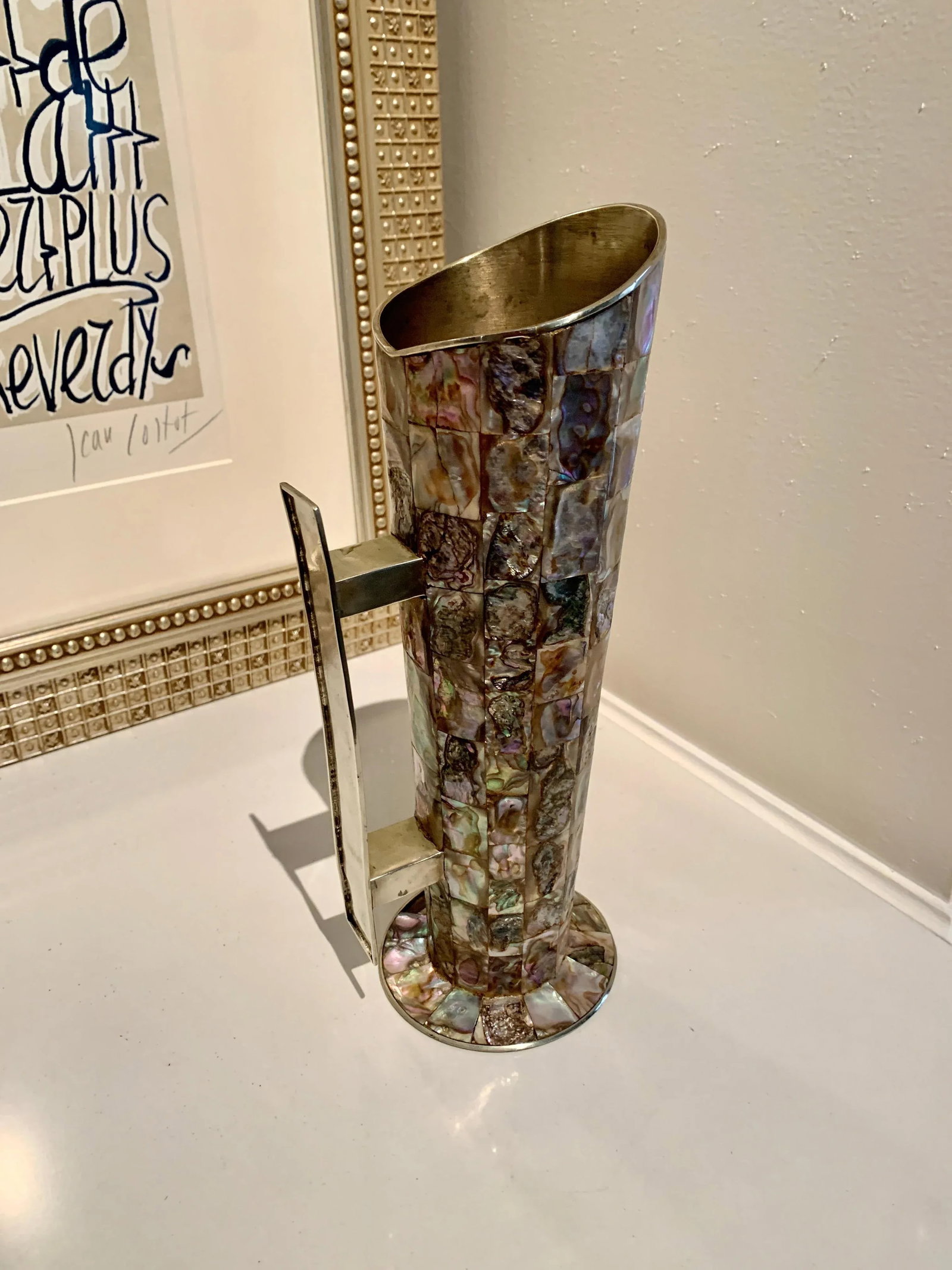 Mid 20th Century Mexican Los Castillo Style Abalone & Brass Cocktail Pitcher - 5