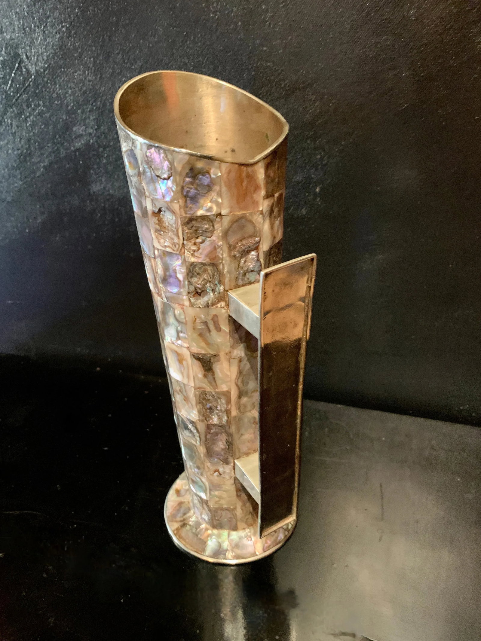 Mid 20th Century Mexican Los Castillo Style Abalone & Brass Cocktail Pitcher - 7