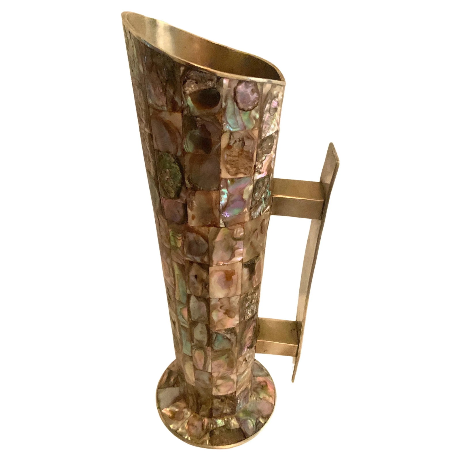 Mid 20th Century Mexican Los Castillo Style Abalone & Brass Cocktail Pitcher - 8