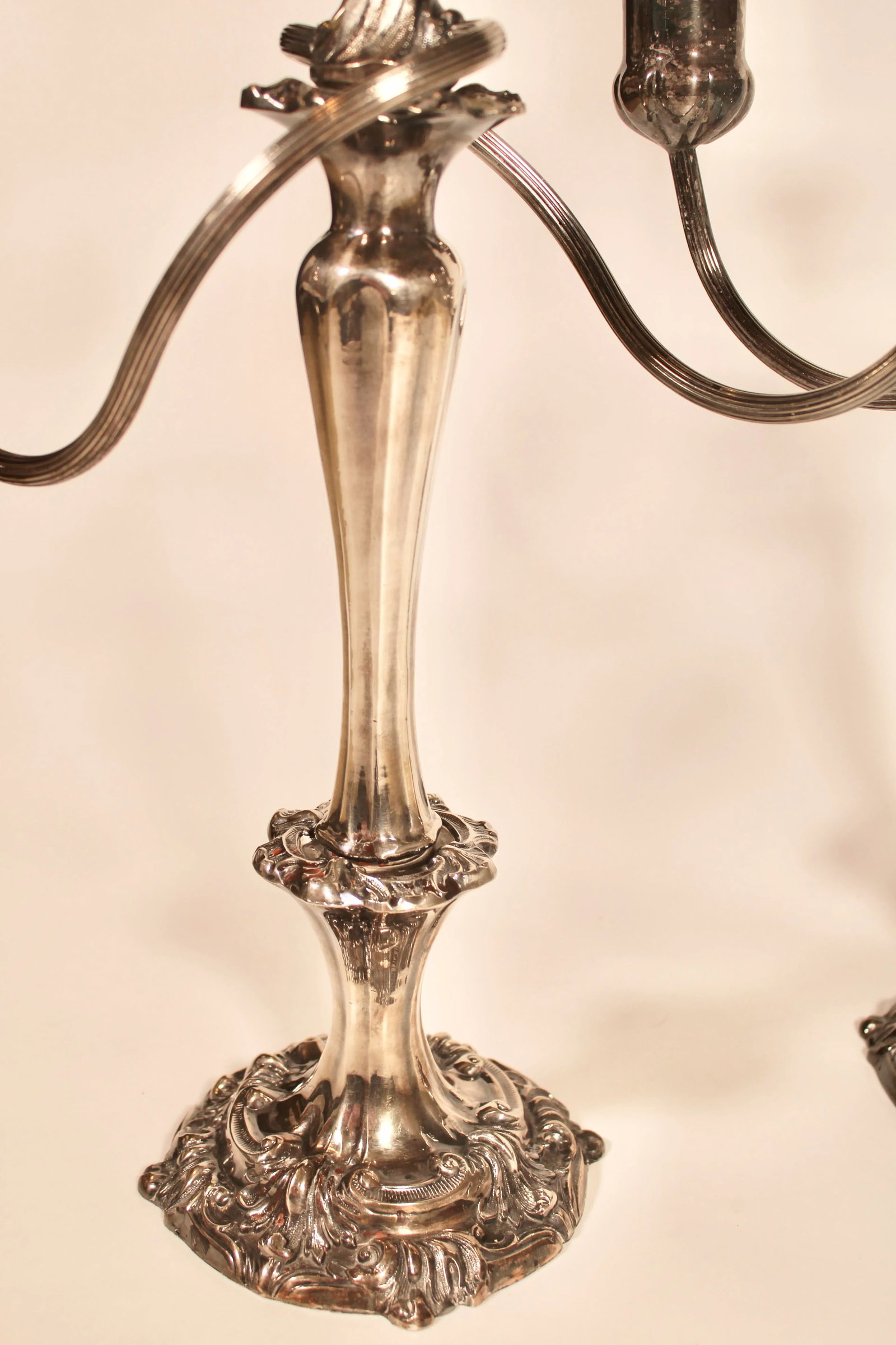 Large Art Nouveau French Silver Plate Candelabras - a Pair - 10
