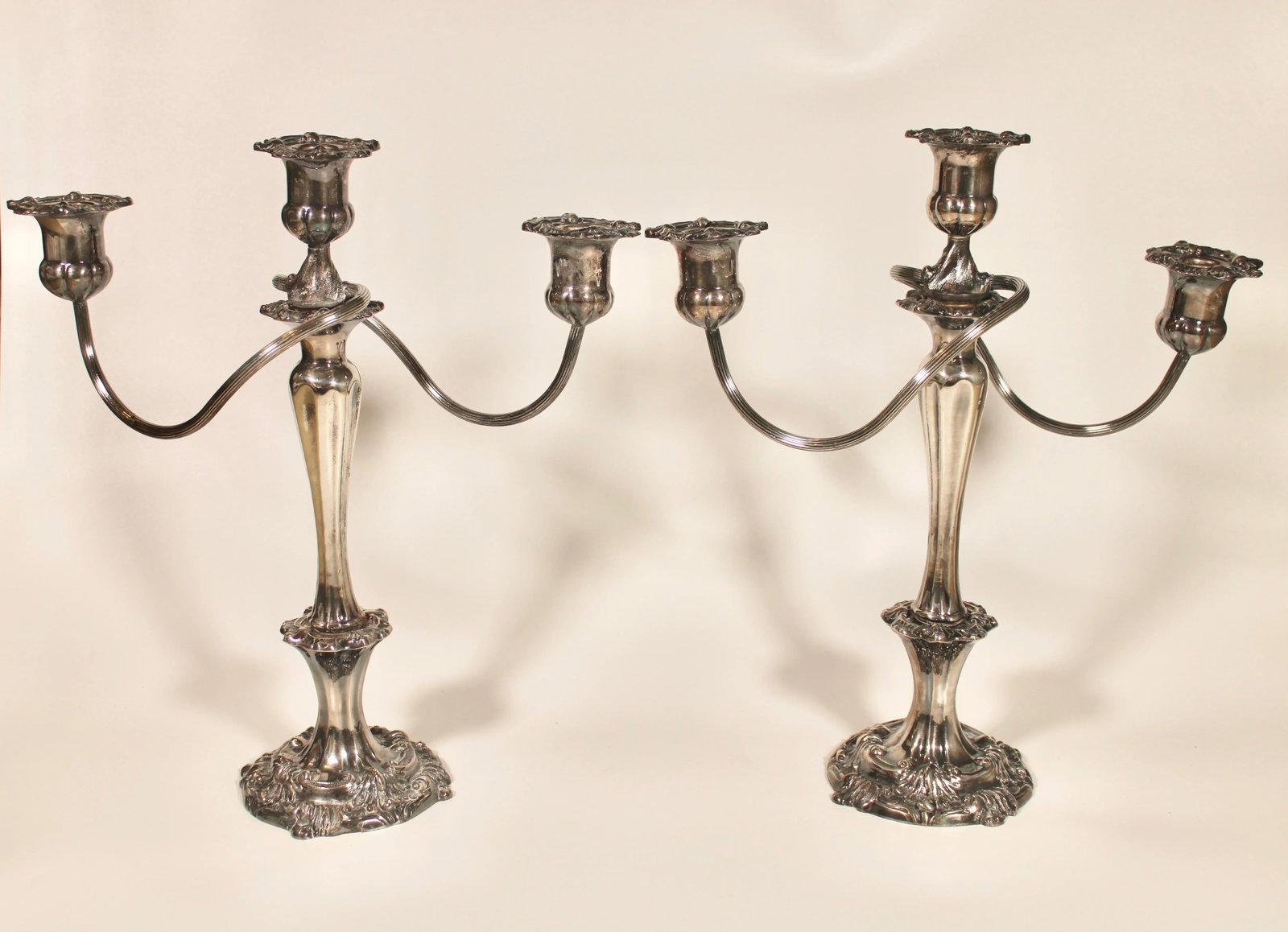 Large Art Nouveau French Silver Plate Candelabras - a Pair - 2