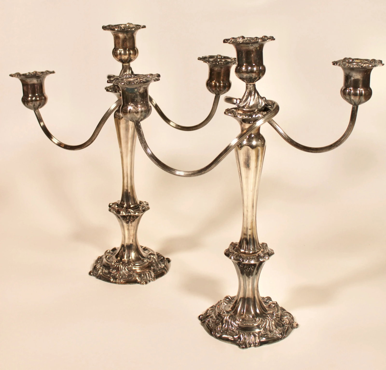 Large Art Nouveau French Silver Plate Candelabras - a Pair - 3