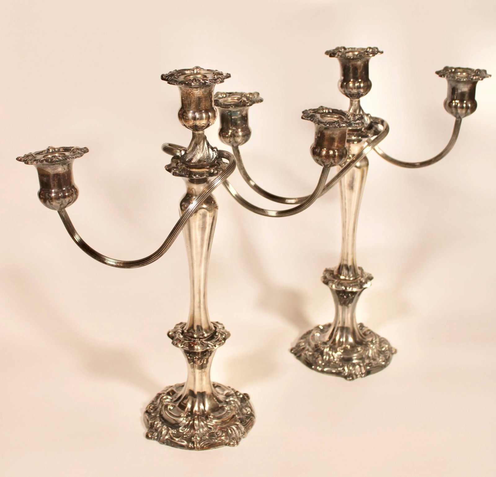Large Art Nouveau French Silver Plate Candelabras - a Pair - 4