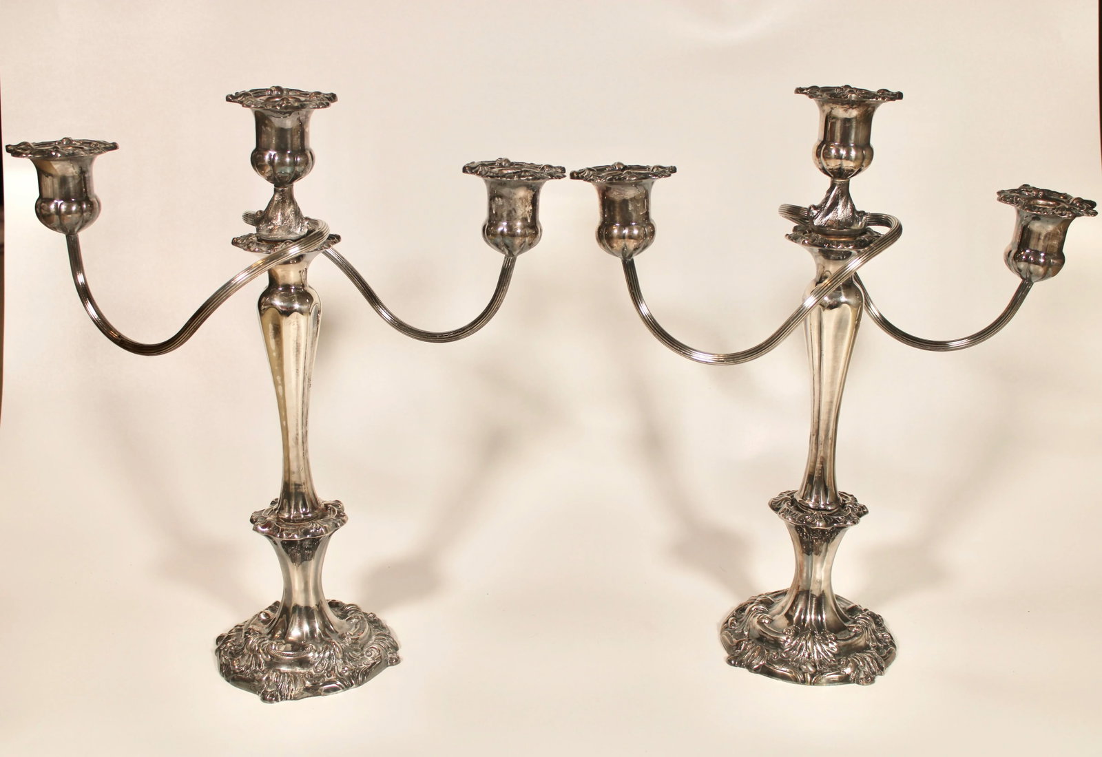 Large Art Nouveau French Silver Plate Candelabras - a Pair - 5