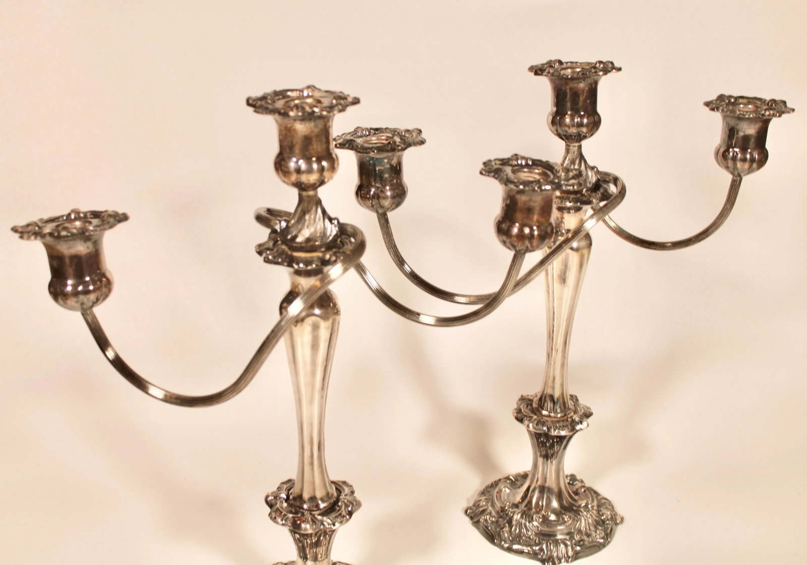 Large Art Nouveau French Silver Plate Candelabras - a Pair - 6