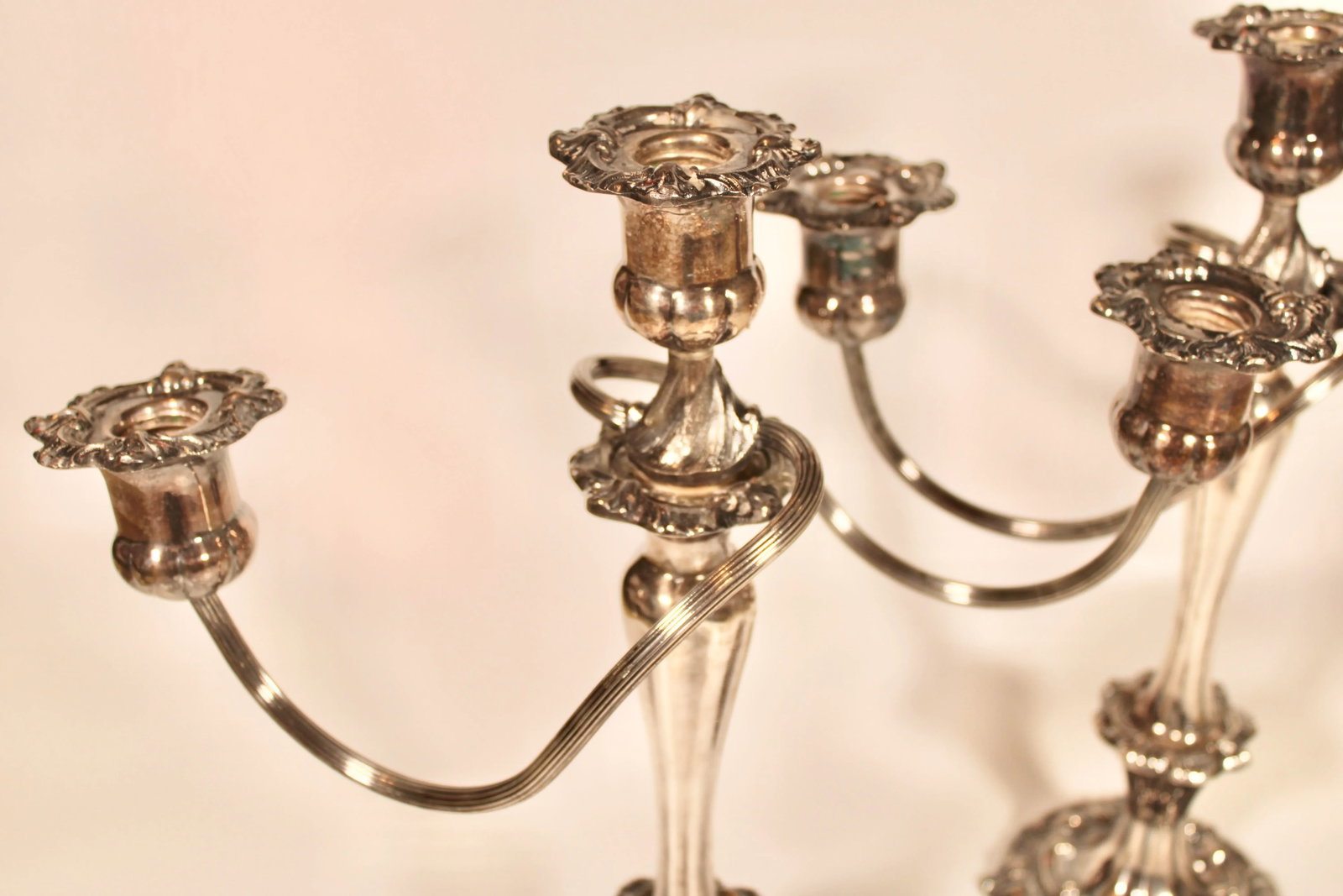 Large Art Nouveau French Silver Plate Candelabras - a Pair - 7