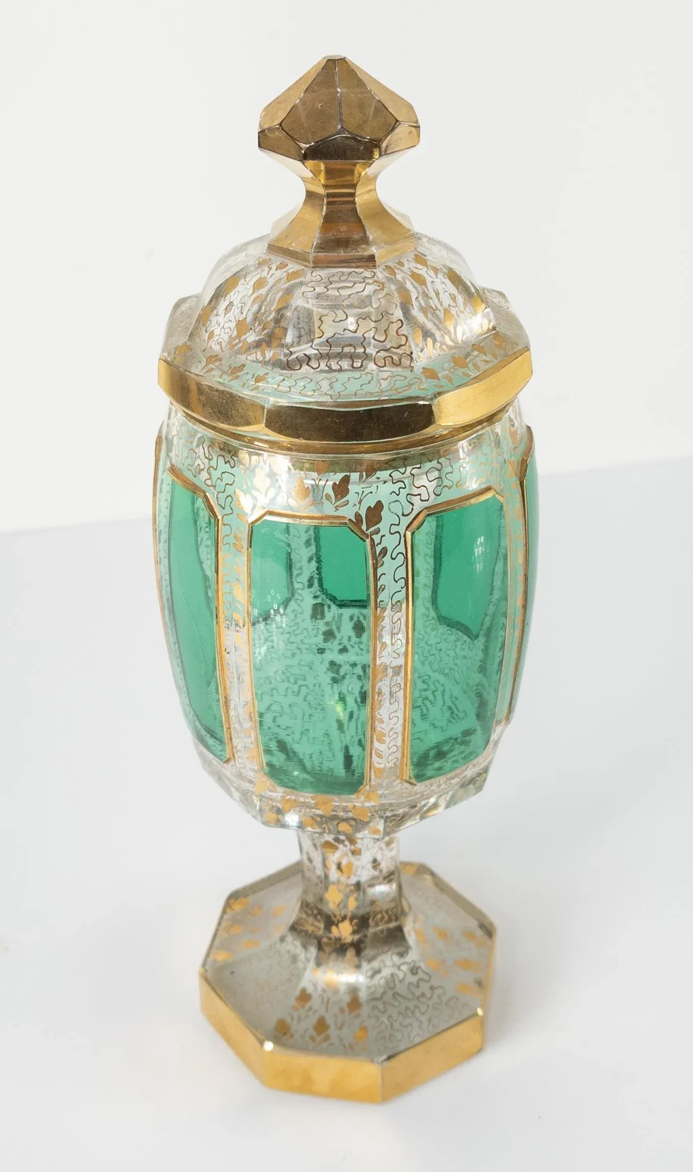 Bohemian Art Glass Moser Style Covered Urn - 2