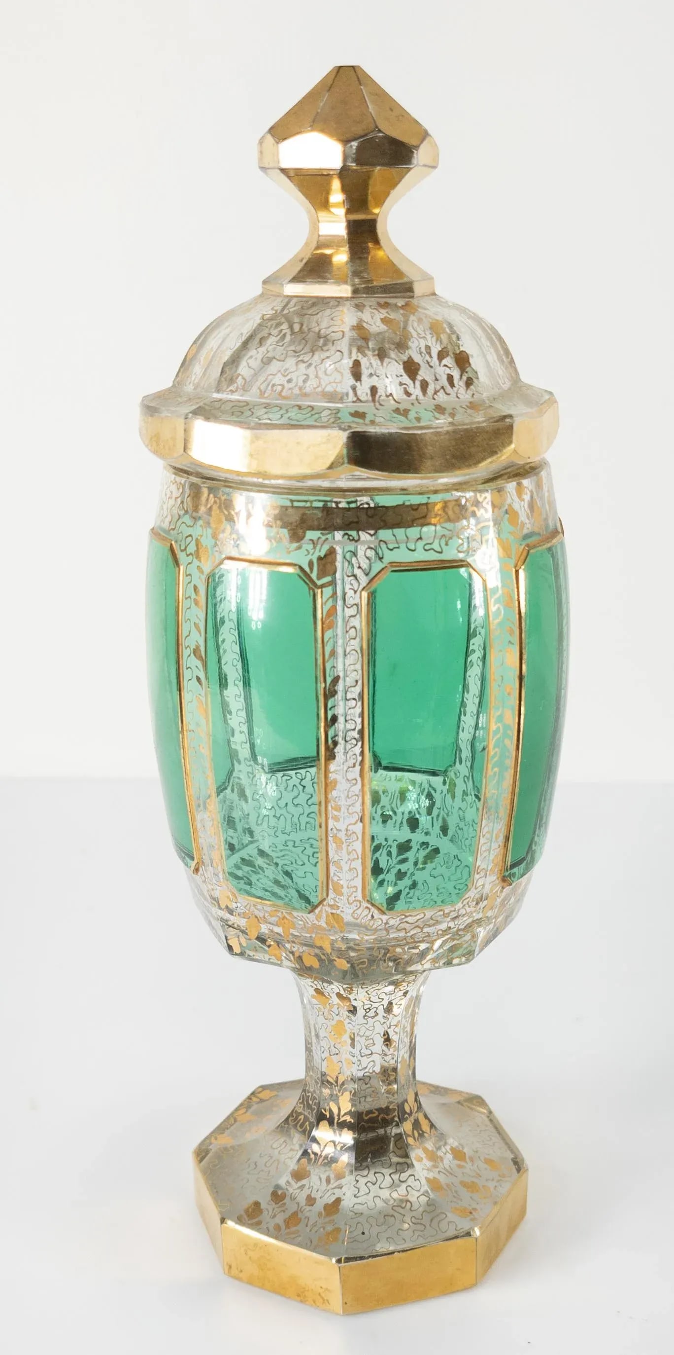 Bohemian Art Glass Moser Style Covered Urn - 3