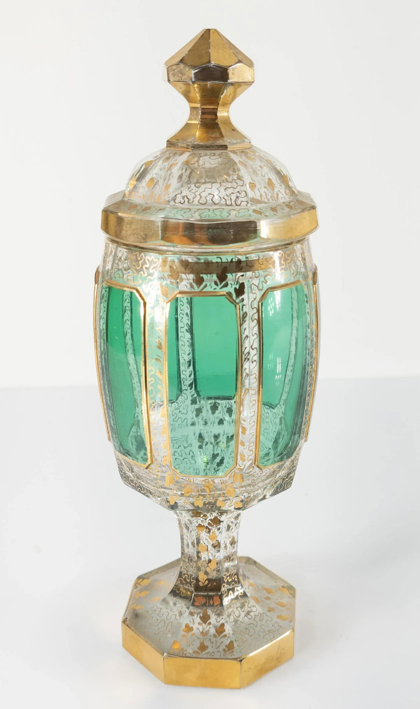 Bohemian Art Glass Moser Style Covered Urn - 4