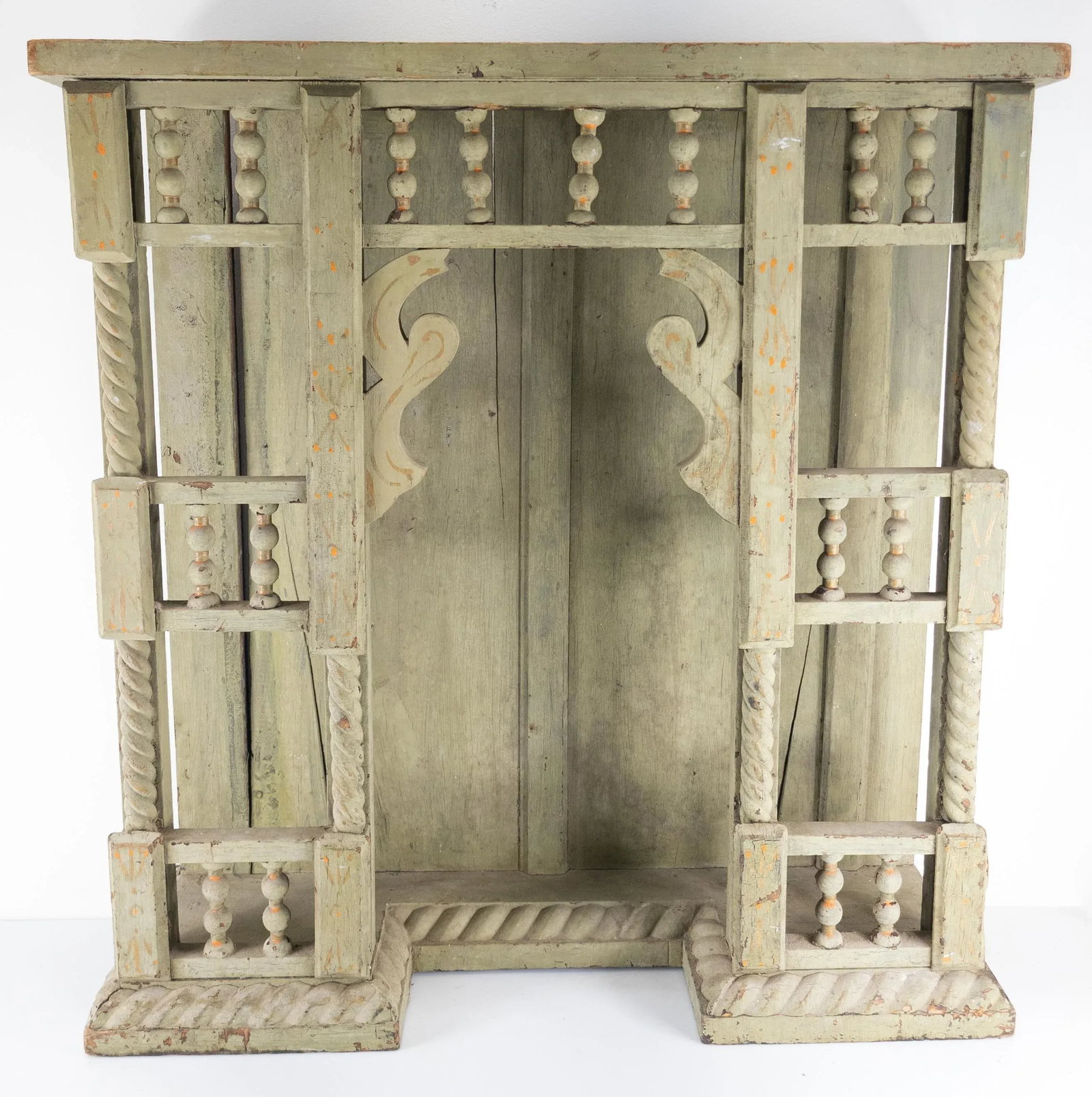 19th Century Victorian Shabby Chic Primitive Green Painted Architectural Fragment - 12