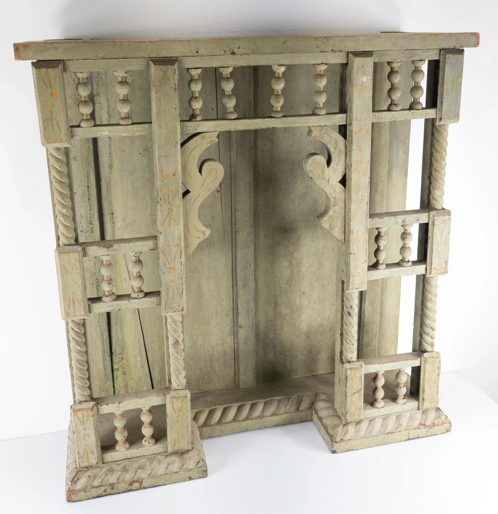 19th Century Victorian Shabby Chic Primitive Green Painted Architectural Fragment - 2
