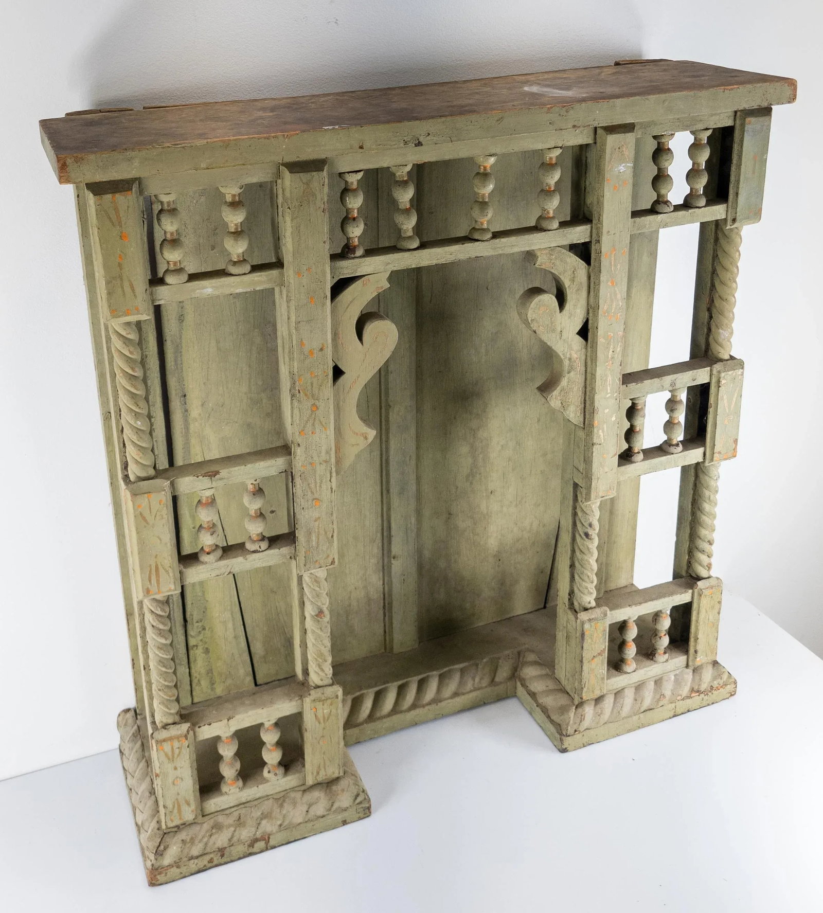 19th Century Victorian Shabby Chic Primitive Green Painted Architectural Fragment - 3