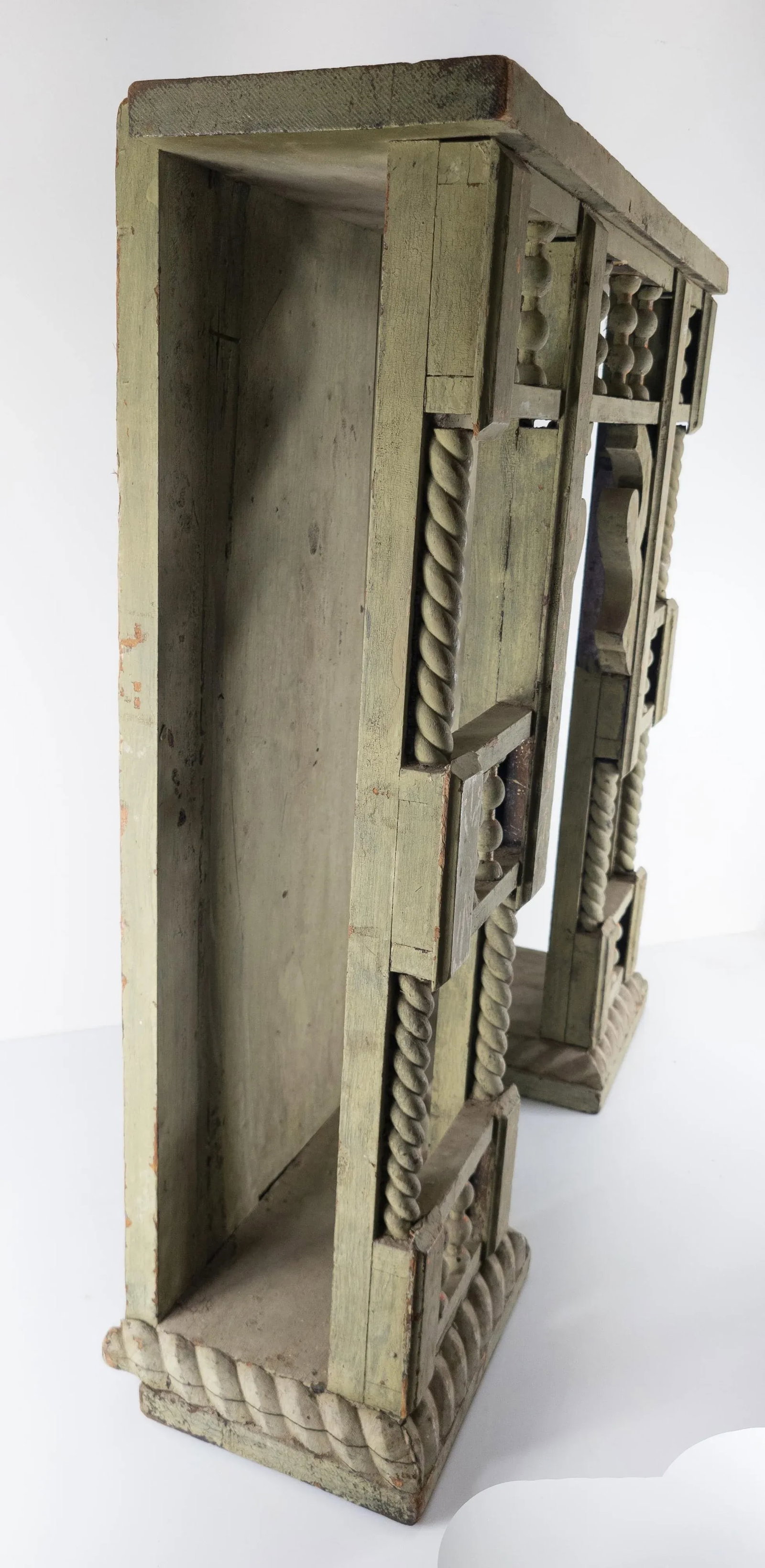 19th Century Victorian Shabby Chic Primitive Green Painted Architectural Fragment - 8