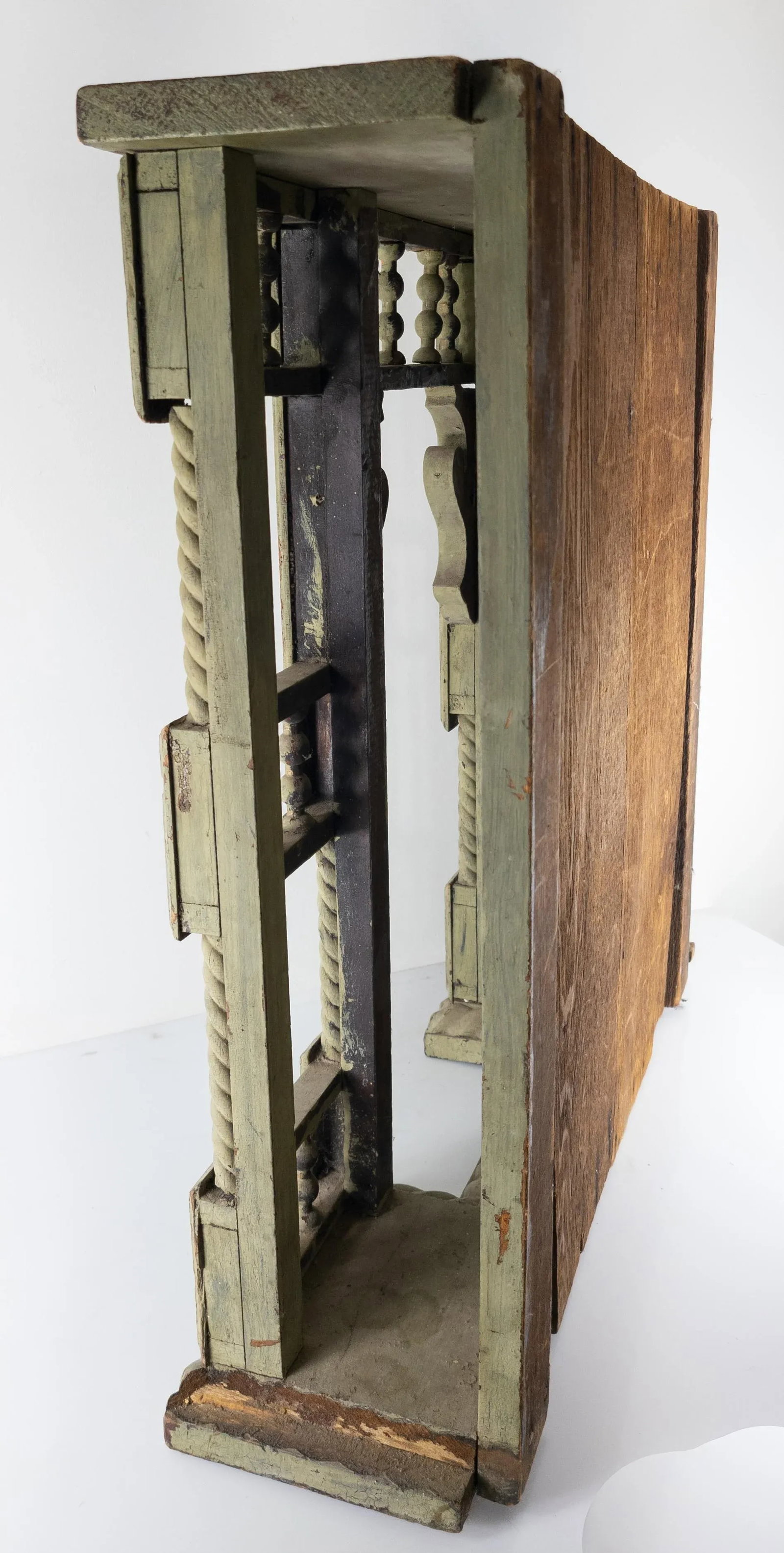19th Century Victorian Shabby Chic Primitive Green Painted Architectural Fragment - 9