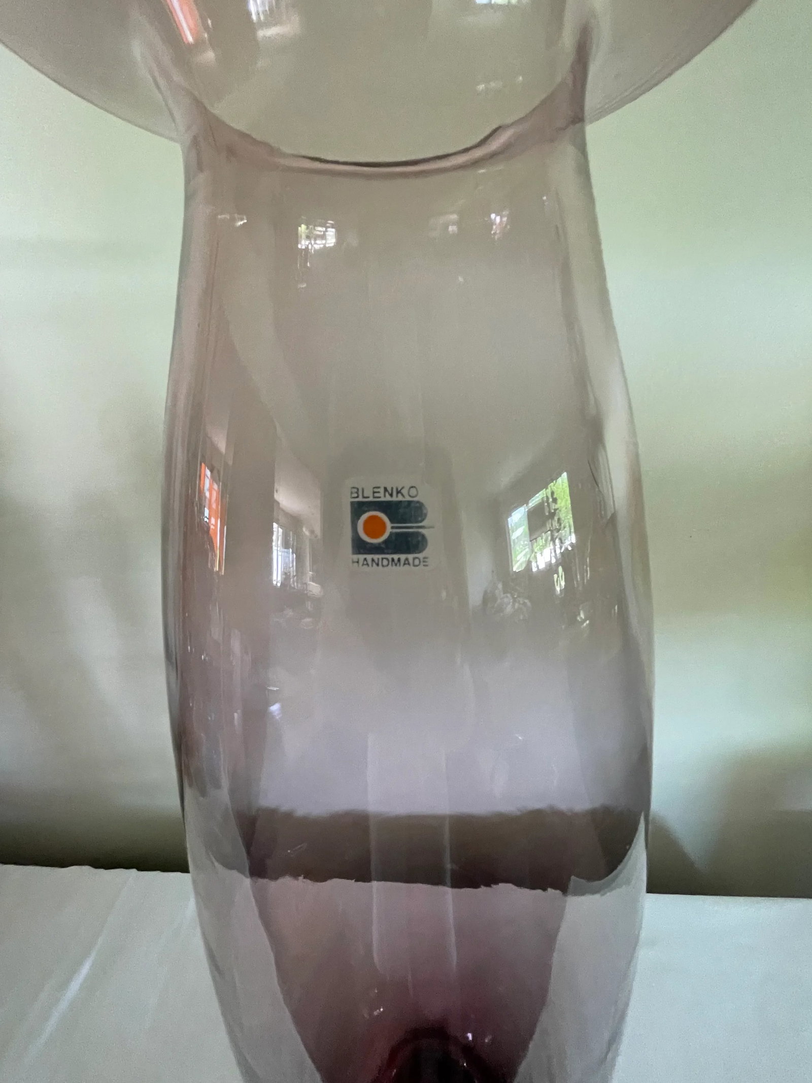 1991 Blenko Pink/Orchid Floor Vase 9021 L - 9