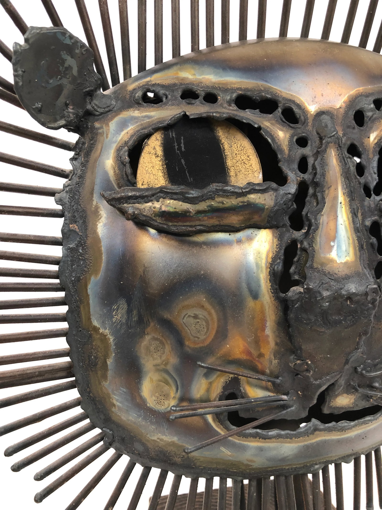 Brutalist Metal Lion Sculpture With Glass Eyes - 6